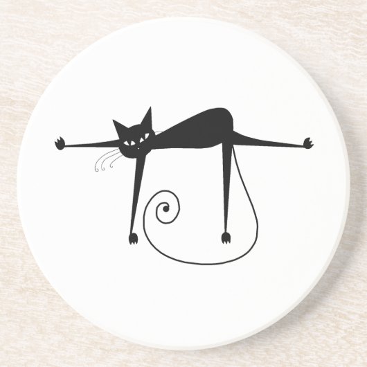 Dessous De Verre En Grès Kitty fantaisie noir 8 (Devant)