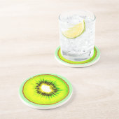 Dessous De Verre En Grès kiwi personnalisable (Côté)
