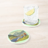 Dessous De Verre En Grès Klaxon alpin d'alpenhorn d'AlpHorn de dessous de (Côté)