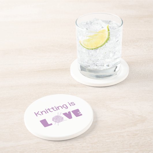 Dessous De Verre En Grès Knitting is Love (Côté)