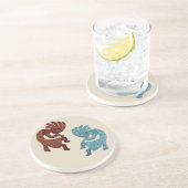 Dessous De Verre En Grès Kokopelli, rouille & turquoise, Sud-Ouest (Côté)