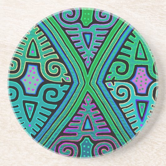 Dessous De Verre En Grès Kuna Indian Diamond Mola (Devant)