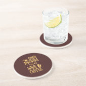 Dessous De Verre En Grès La bonne matinée commence avec un bon café (Côté)