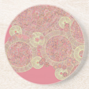 Dessous De Verre En Grès la couleur florale de motif rose abstrait