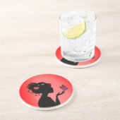 Dessous De Verre En Grès La femme papillons rouges (Côté)