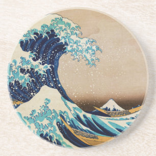 Dessous De Verre En Grès La grande vague par le Japonais vintage de Hokusai