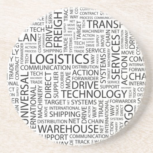 Dessous De Verre En Grès La LOGISTIQUE modèle avec des mots (Devant)
