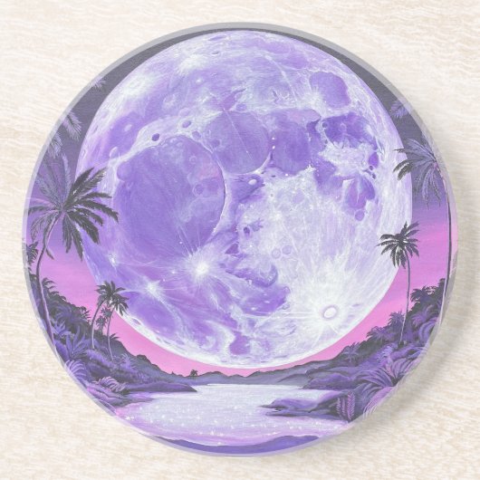 Dessous De Verre En Grès "La Lune impossible"- (Devant)