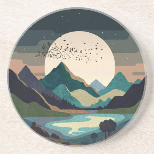 Dessous De Verre En Grès La Lune Sur Le Lac