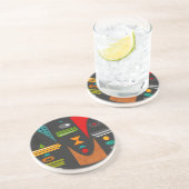 Dessous De Verre En Grès La moitié du siècle Tiki abstrait moderne Tok (Côté)