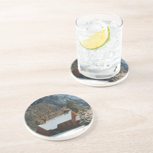 Dessous De Verre En Grès La neige a couvert la chapelle (Côté)