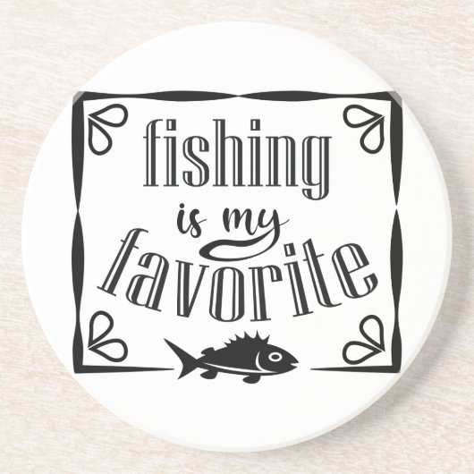 Dessous De Verre En Grès La pêche est ma citation préférée (Devant)