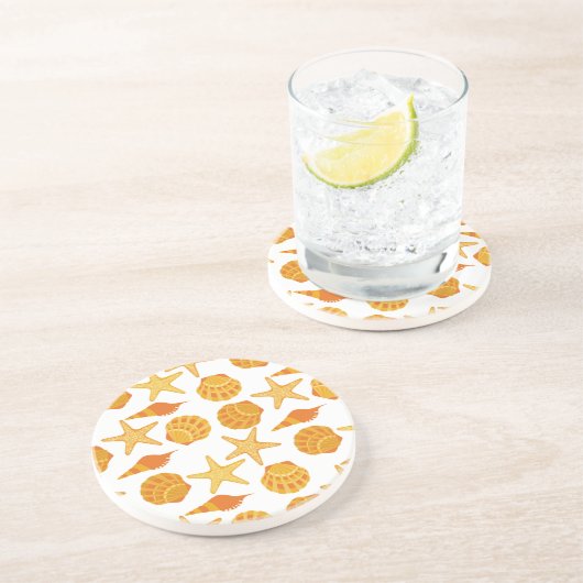 Dessous De Verre En Grès La plage orange Shell modèlent (Côté)