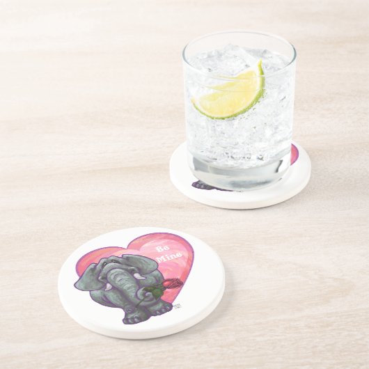 Dessous De Verre En Grès La Saint-Valentin des éléphants (Côté)