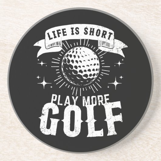 Dessous De Verre En Grès La vie est courte. Jouez plus au golf (Devant)