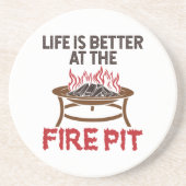 Dessous De Verre En Grès La Vie Est Meilleure À L'Emboutefeu (Devant)