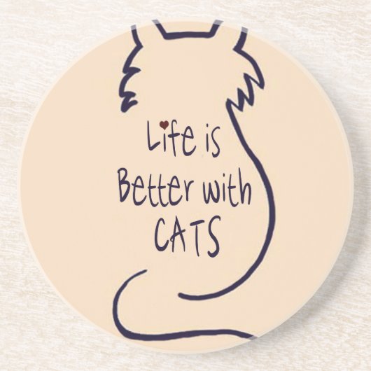 Dessous De Verre En Grès La vie est meilleure avec les chats (Devant)