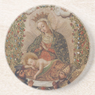 Dessous De Verre En Grès La Vierge adorant le Christ Enfant Noël