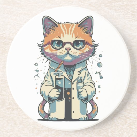 Dessous De Verre En Grès Laboratoire de chat ciblé (Devant)
