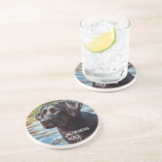 Dessous De Verre En Grès Laboratoire noir dans l'eau (Côté)