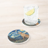 Dessous De Verre En Grès Labrador Retriever Yellow Lab Chien Starry Night (Côté)