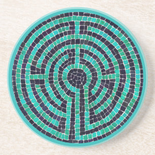 Dessous De Verre En Grès LABYRINTHE III Coaster en grès - Turquoise