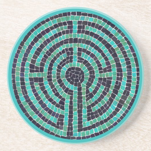 Dessous De Verre En Grès LABYRINTHE III Coaster en grès - Turquoise (Devant)