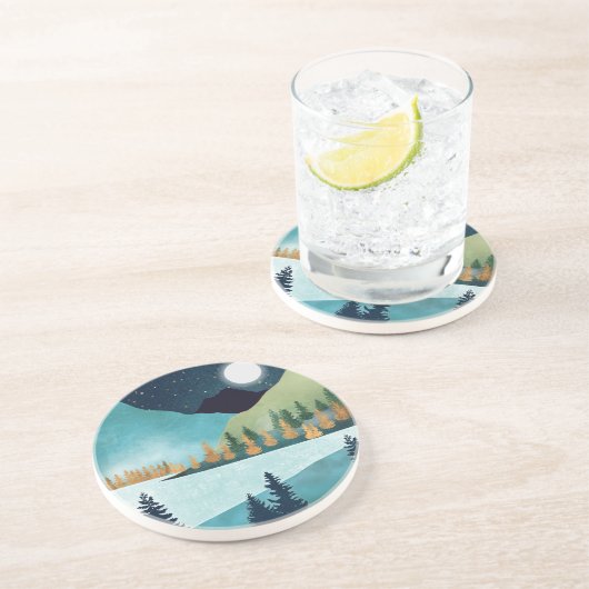 Dessous De Verre En Grès Lac Moonrise (Côté)