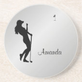 Dessous De Verre En Grès Ladies Golfer Personal  (Devant)