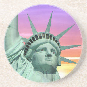 Dessous De Verre En Grès Lady Liberty et lever de soleil