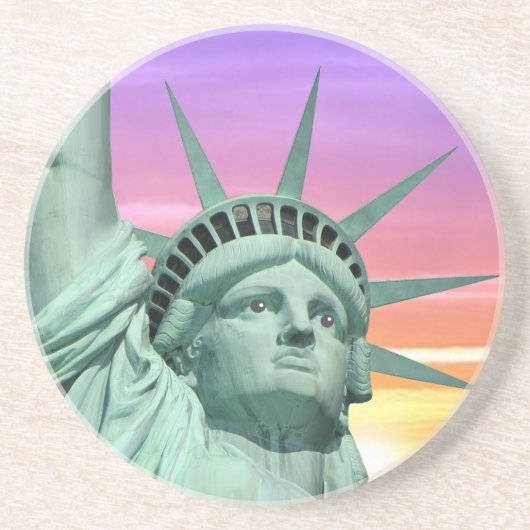 Dessous De Verre En Grès Lady Liberty et lever de soleil (Devant)