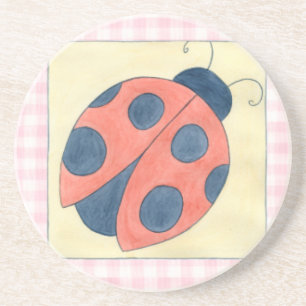 Dessous De Verre En Grès Ladybug Trio Atterrissage sur Fleurs