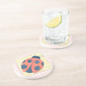 Dessous De Verre En Grès Ladybug Trio Atterrissage sur Fleurs (Côté)