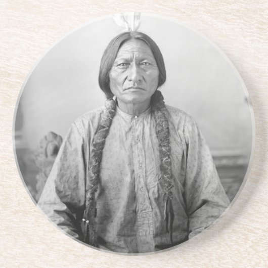 Dessous De Verre En Grès Lakota Leader assis Bull Amérindien (Devant)
