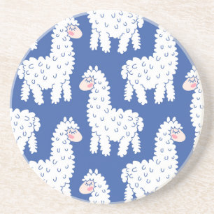Dessous De Verre En Grès Lama alpaca, motif vintage