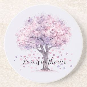 Dessous De Verre En Grès L'amour est dans l'air Purple Hearts Tree