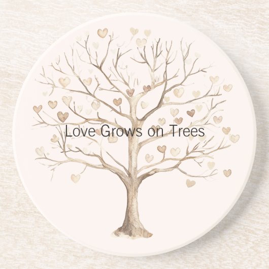 Dessous De Verre En Grès L'amour grandit sur les cœurs d'arbres (Devant)