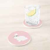 Dessous De Verre En Grès Lapin aux fleurs peint Pâques (Côté)