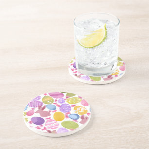 Dessous De Verre En Grès lapin avec oeufs de pâques