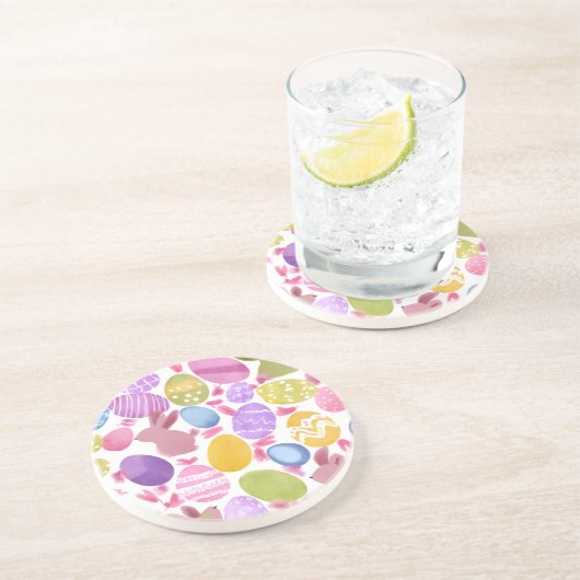 Dessous De Verre En Grès lapin avec oeufs de pâques (Côté)