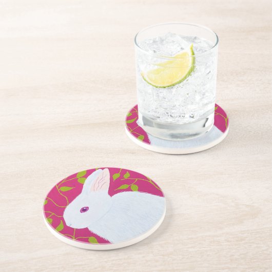 Dessous De Verre En Grès lapin blanc (Côté)