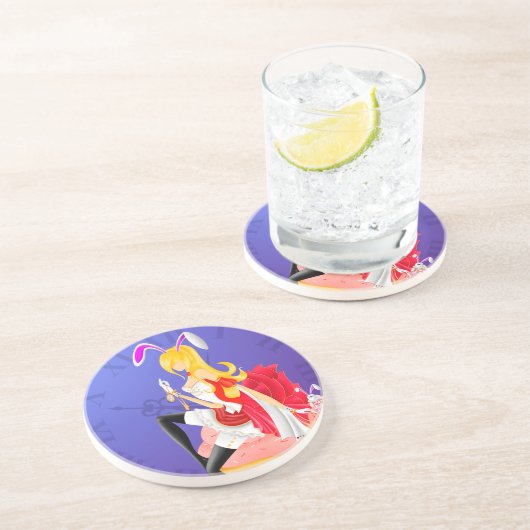 Dessous De Verre En Grès Lapin blanc sur cupcake (Côté)