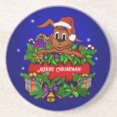 Dessous De Verre En Grès Lapin de Noël (Devant)