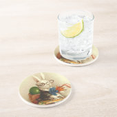 Dessous De Verre En Grès Lapin de Pâques avec lunettes (Côté)