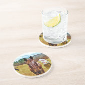 Dessous De Verre En Grès Lapin de Pâques et cheval Brown (Côté)