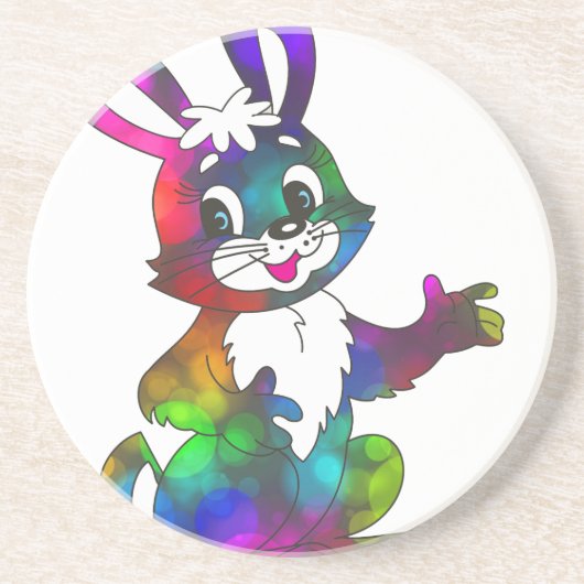 Dessous De Verre En Grès lapin de pâques psychédélique (Devant)
