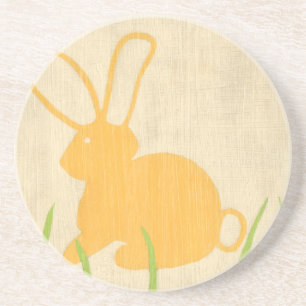 Dessous De Verre En Grès Lapin jaune et herbe verte par Chariklia Zarris