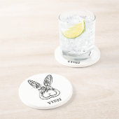 Dessous De Verre En Grès Lapin tribal noir et blanc (Côté)