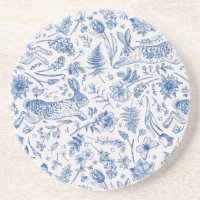 Lapins vintages bleus et fleurs de printemps motif