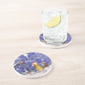 Dessous De Verre En Grès L'art d'aquarelle de Noël des animaux (Côté)